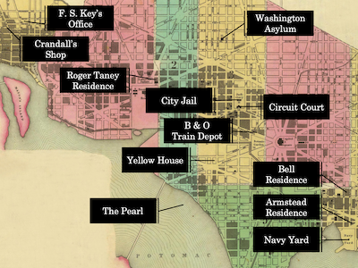 A map of Washington, D.C., circa 1830-1850.